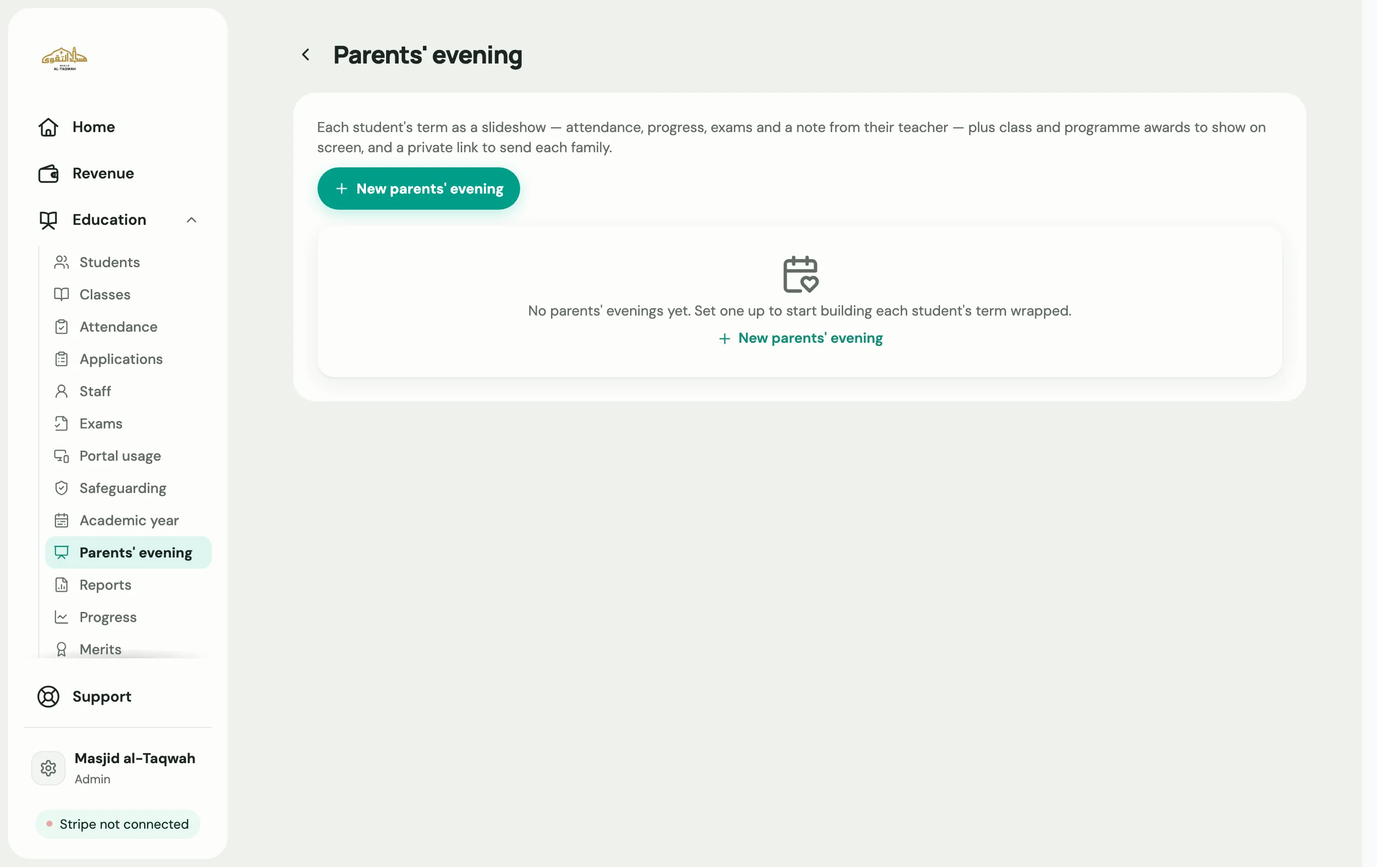 The Parents' evening page