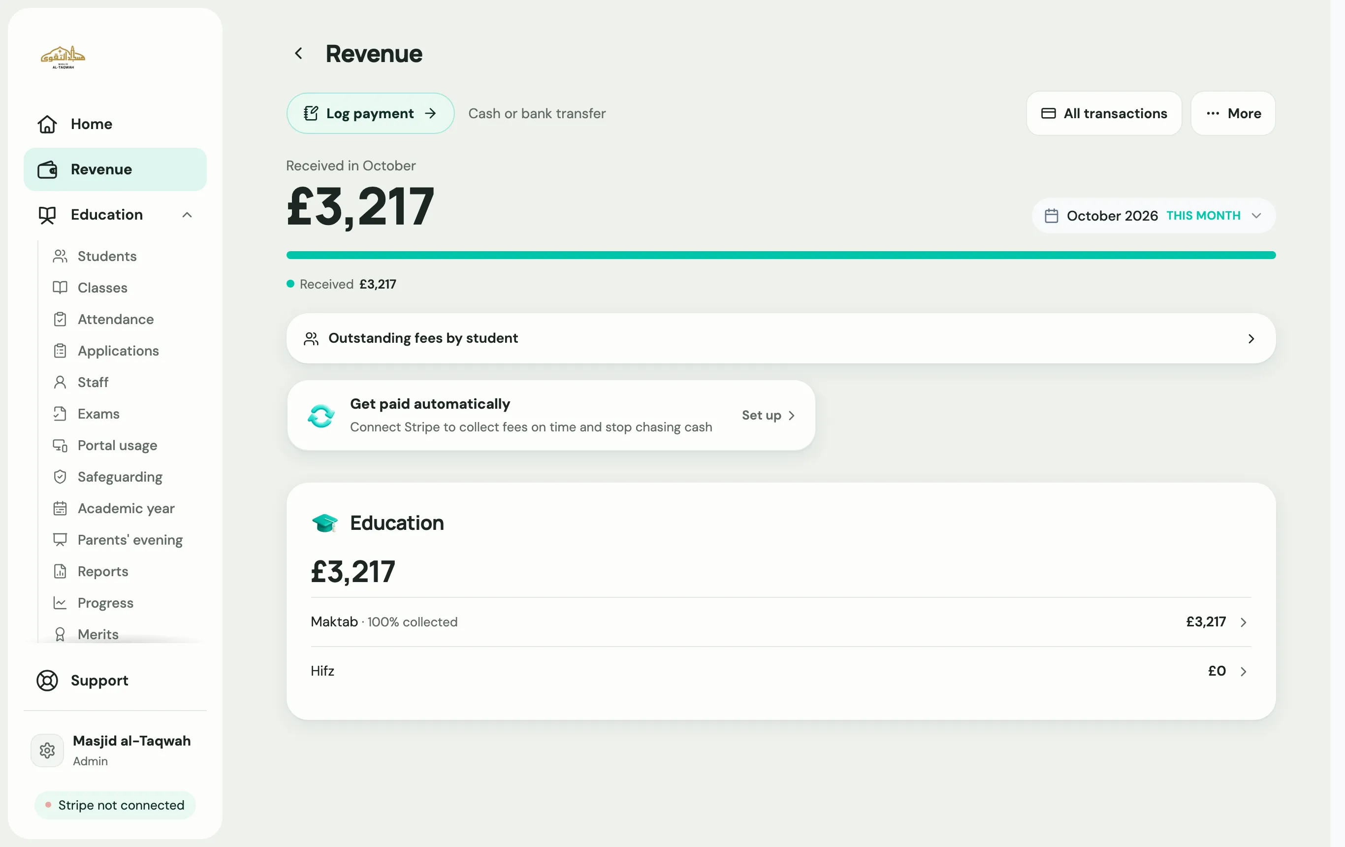 The Revenue page